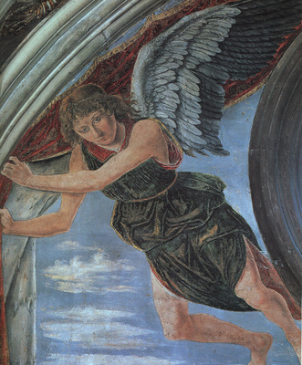 Pollaiuolo,A  Angel, 1467, detail of fresco at the Chapel of