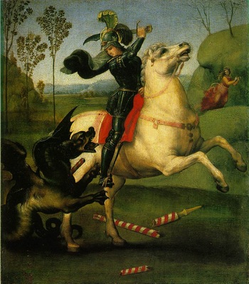 Raffaello St  George Fighting the Dragon, 1505, 30x26 cm, Lo