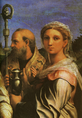 Raphael St Cecilia with Sts Paul John Evangelists Augustine and Mary Magdalene detail1