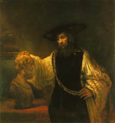 REMBRANDT ARISTOTLE CONTEMPLATING A BUST OF HOMER 1653 MOMA