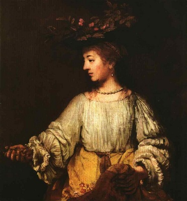 Rembrandt Portrait of Hendrickje Stofells as Flora, 1659, Me