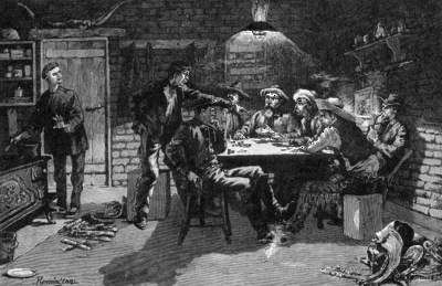 Quarrel over a card game Frederic Remington, 1887 sqs