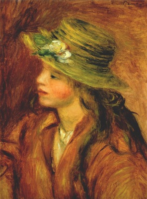renoir girl with a straw hat c1908