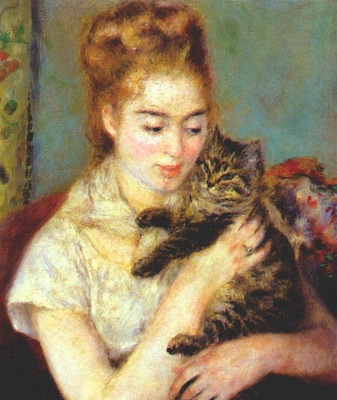 renoir woman with a cat c1875