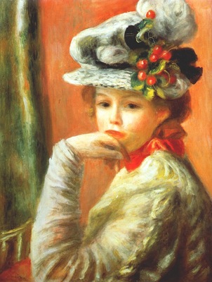 renoir young girl in a white hat