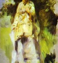 Pierre Auguste Renoir Woman Standing by a Tree
