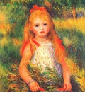 renoir little girl carrying flowers