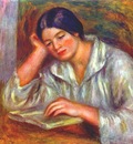 renoir woman in white, reading