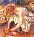 renoir woman tying her shoe c1918