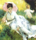 renoir woman with parasol and small child