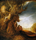 Rijn van Rembrandt Landscape with flight to Egypt Sun