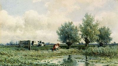 Roelofs Willem A Summer Landscape With Grazing Cows
