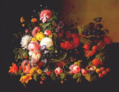 roesen still life flowers and fruit c1855
