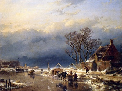 schelfhout andreas scaters with sledges sun
