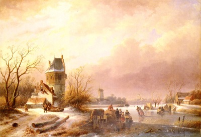 Schelfhout Andreas Skaters On A Frozen River