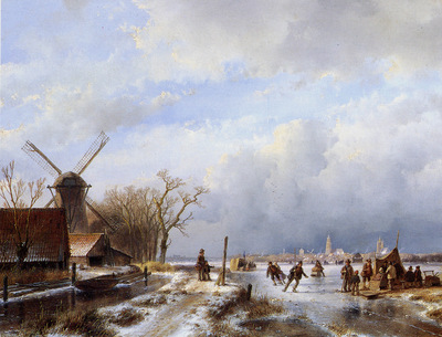 Schelfhout Andreas Winter landscape Delft Sun