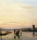 Schelfhout Andreas Ice view with a mill Sun