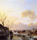 Schelfhout Andreas People on frozen river Sun