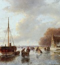 Schelfhout Andreas Scaters near boat in ice Sun