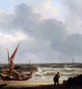 Schotel Johannes Christiaen Sailing ship on the beach Sun