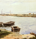 Bastida Joaquin Sorolla Y Three Boats By A Shore