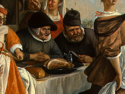 STEEN,J  THE DANCING COUPLE, DETALJ 6, 1663, NGW