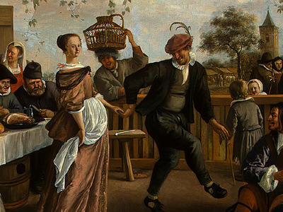 STEEN,J  THE DANCING COUPLE, DETALJ 9, 1663, NGW