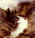 Steffan Johann Gotterfried A Waterfall In The Bavarian Alps
