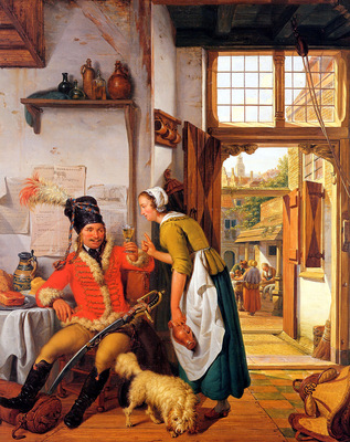 Strij van Abraham Interior with soldier and maid