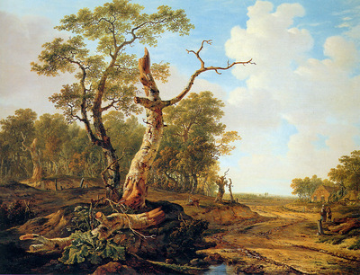 Strij van Jacob Landscape with dead tree Sun