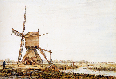 Strij van Jacob Landscape with watermill Sun
