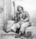 Strij van Abraham Sitting man with dog Sun