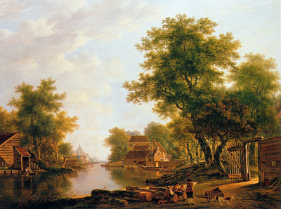 Strij van Jacob Landscape with river near Dordrecht Sun