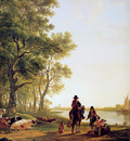 Strij Jacob Italian landscape with travellers by the side of
