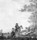 Strij van Jacob Landscape with horseman and maid