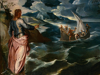 TINTORETTO CHRIST AT THE SEA OF GALILEE, C  1575 1580, DETAL