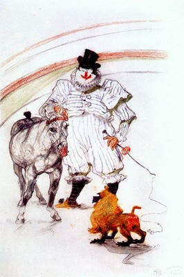 lautrec at the circus, horse and monkey dressage