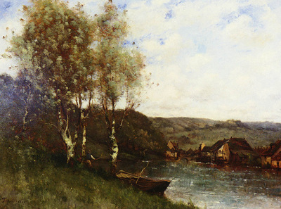 Trouillebert Paul Desire FISHERMAN AT THE RIVER S EDGE