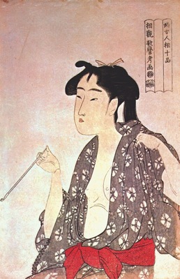 utamaro woman smoking early 1790s