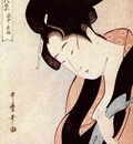 utamaro woman in bedroom on rainy night c mid 1790s