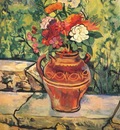 valadon vase of flowers on low wall