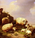 Verboeckhoven Eugene Joseph Guarding The Flock By The Coast