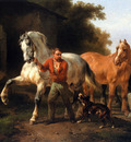 Verschuur Wouterus At the watering trough Sun