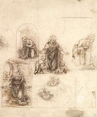 Leonardo da Vinci Studies for a Nativity