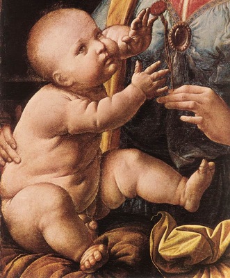 Leonardo da Vinci The Madonna of the Carnation detail2