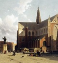 Weissenbruch Johannes Jan View on the market of Haarlem Sun