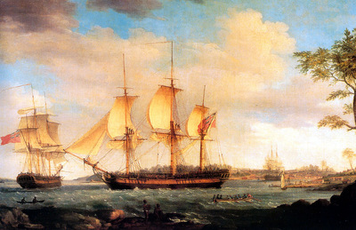MPA Thomas Whitcomb Departure of the whaler, Britainnia from Sidney Cove, 1798 sqs