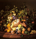 Zinnogger Leopold A Still Life Of Fruit On A Marble Ledge