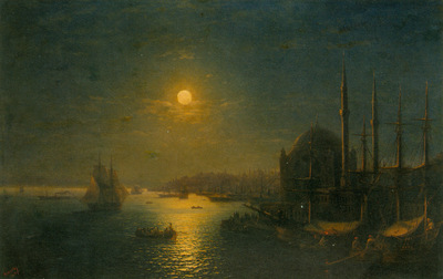 Aivazovskii Ivan A Moonlit View of the Bosphorus 1884 Oil On Canvas