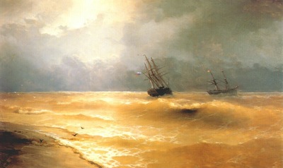 aivazovsky waves breaking on the crimean coast